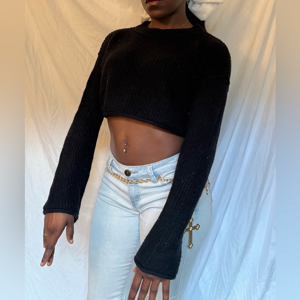 Wild Fable Black Cropped Sweater